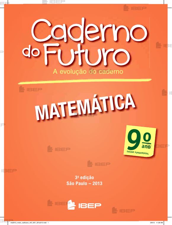Caderno do Futuro — Matemática 9º ano — Manual do Professor