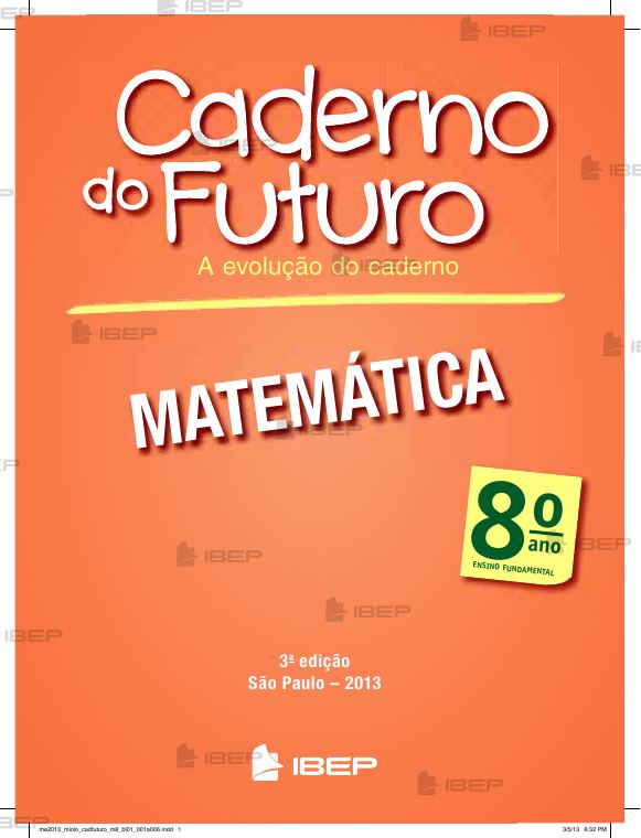 Caderno do Futuro — Matemática 8º ano — Manual do Professor